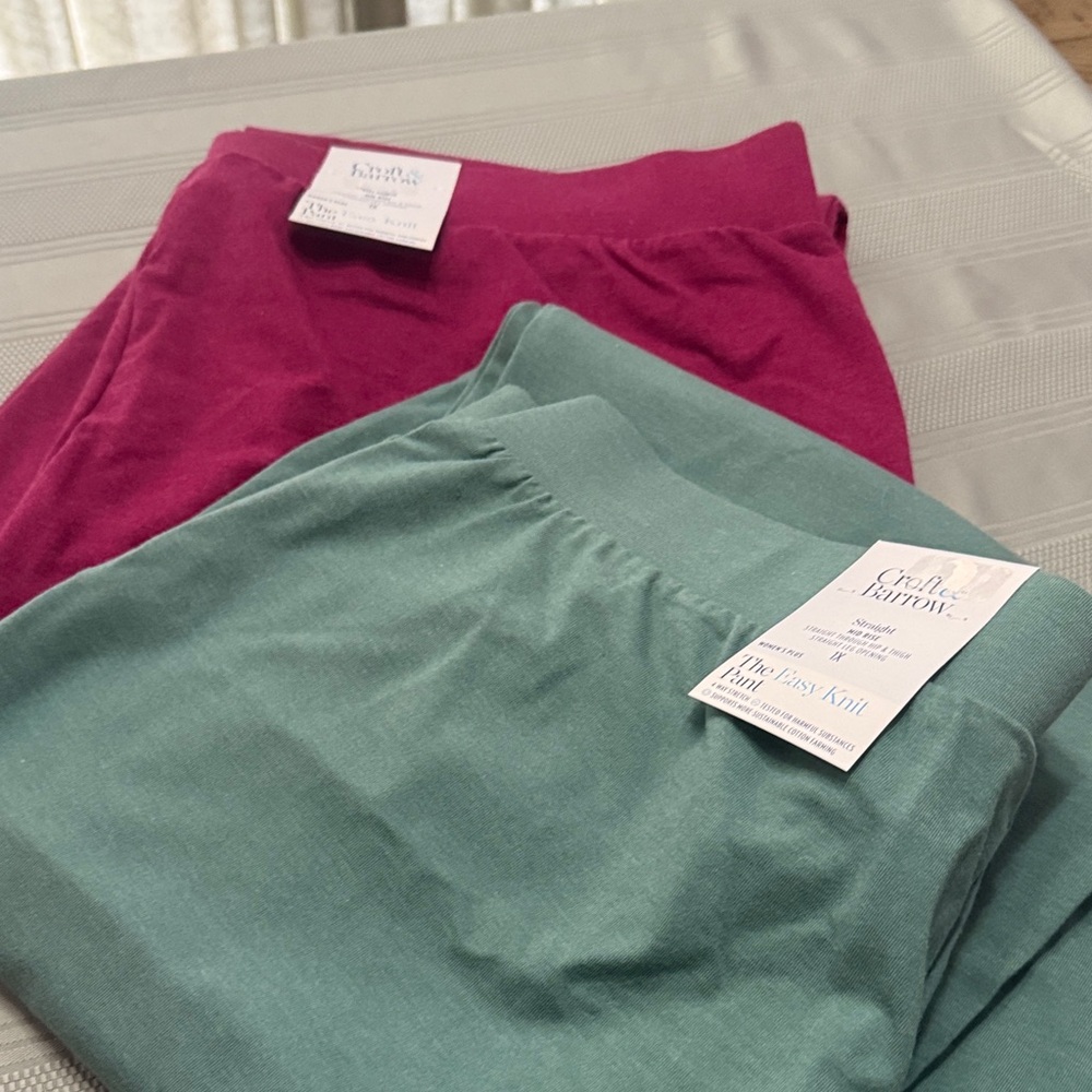 Croft & Barrow Women's Straight Leg Pants - Magenta and Teal set of 2 NWT